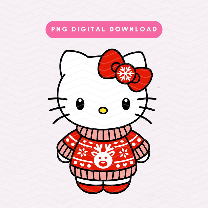 Christmas Sweater Kitty PNG, Christmas Kawaii Kitty PNG, Ugly Christmas Sweater Sublimation Graphic, Kitty With Sweater Clipart.jpg