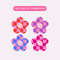Danish Pastel Flowers PNG, Trendy Checkered Flowers PNG, Floral Sublimation Digital Download.jpg