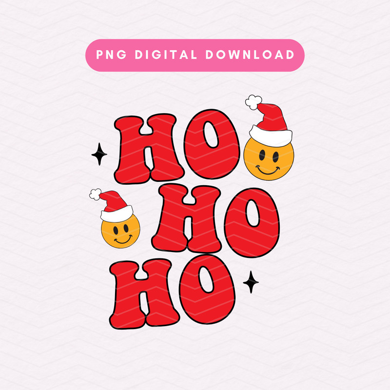 Ho Ho Ho Png, Retro Christmas Sublimation Graphic, Merry Christmas PNG, Happy Holidays Digital Download.jpg