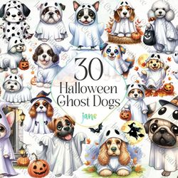 halloween ghost dogs sublimation png bundle, halloween design, funny dog bundle