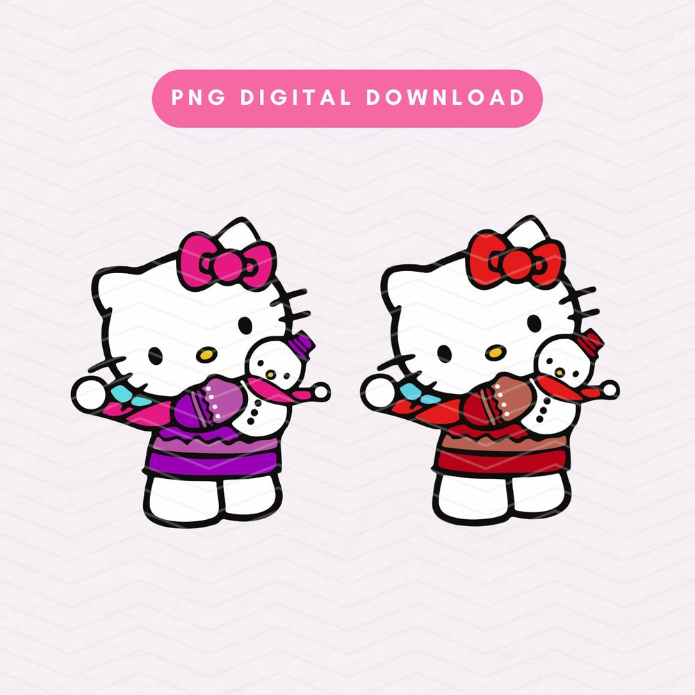 Christmas Kawaii Kitty PNG, Cute Christmas Sublimation Graphic, Cute Snowman PNG, Christmas Digital Download.jpg