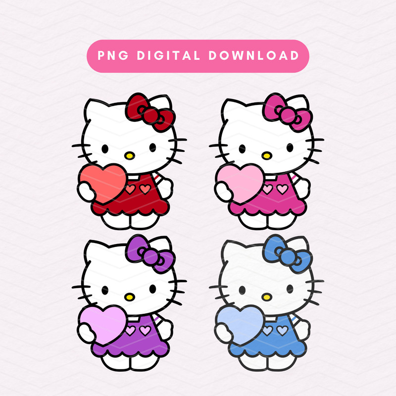 Kawaii Kitty With Heart PNG, Valentine Kitty Sublimation Graphic, Cute Kitty Valentine's Day PNG, Valentine's Day Kitty Digital Download.jpg