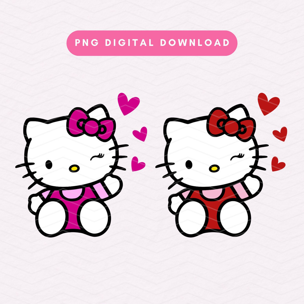 Kawaii Kitty With Hearts PNG, Valentine Kitty Sublimation Graphic, Cute Kitty PNG, Valentine's Day Kitty Digital Download, 1.jpg