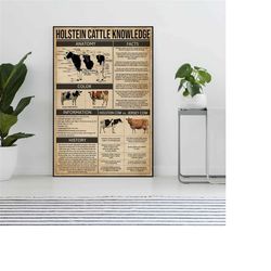 holstein cattle knowledge vintage poster, holstein cattle lover