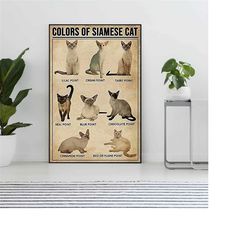 color of siamese cat vintage poster, siamese cat