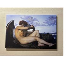 fallen angel, angel wall art, naked man print,