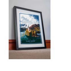 slovenia print poster canvas lake bled gift vintage