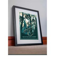 mountain bike print canvas poster downhill mtb vintage
