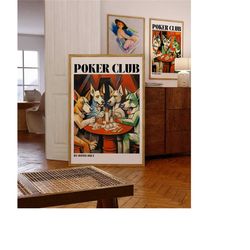poker club poster, vintage picasso abstract illustration, vintage