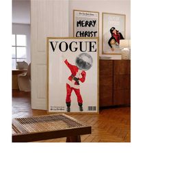 festive christmas vogue magazine poster, santa poster, trendy