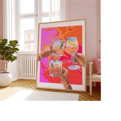 funky cheers cocktail printable| bar cart print| orange