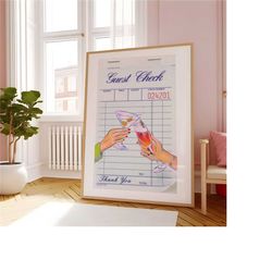 guest check cheers cocktail printable, bar cart print,