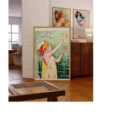 vintage wall art poster, art nouveau print, absinthe