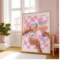 funky cheers cocktail printable| bar cart print |