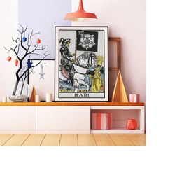 death tarot card poster, tarot astrology art, grim