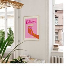 cocktail art print, cheers retro wall art, trendy