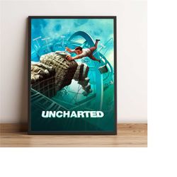 uncharted poster, tom holland wall art, mark wahlberg