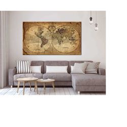 old world map canvas print - vintage old