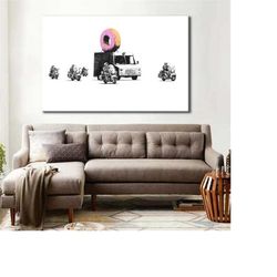 banksy strawberry donuts canvas print - strawberry donuts