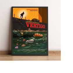 vertigo poster, james stewart wall art, horror movie