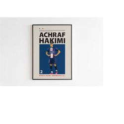 achraf hakimi poster, paris saint-germain poster, achraf hakimi