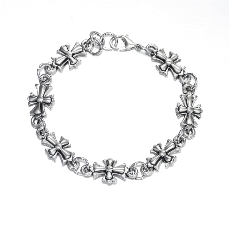 Retro HighQuality Cross Mens Alloy Bracelet Dark Style Street Bracelet 1