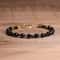 Adjustable Natural Faceted Beaded Bracelet Black Onyx Stainless Steel Chain Jewelry Gift For Yoga A 0