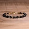Adjustable Natural Faceted Beaded Bracelet Black Onyx Stainless Steel Chain Jewelry Gift For Yoga A 0