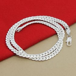 sterling silver sideways chain necklace for women and men, wedding jewelry set gift idea