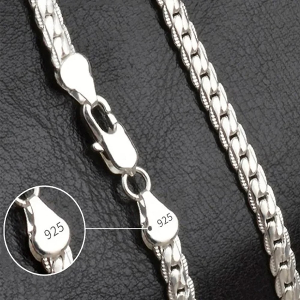 Sterling Silver Sideways Chain Necklace For Women And Men Wedding Jewelry Set Gift Idea 5