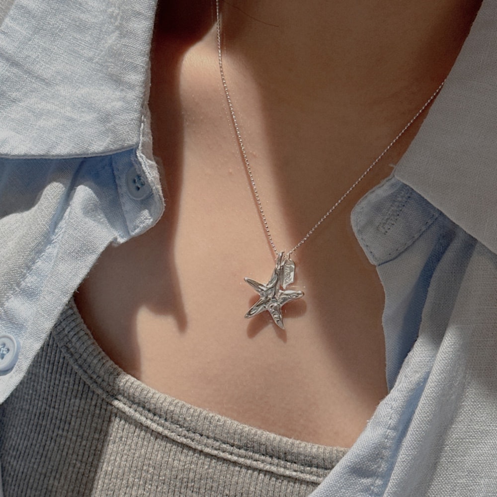 Minimalist Starfish Shape Sterling Silver Necklace Fashion Chain Necklace For Women Birthday Gift 0