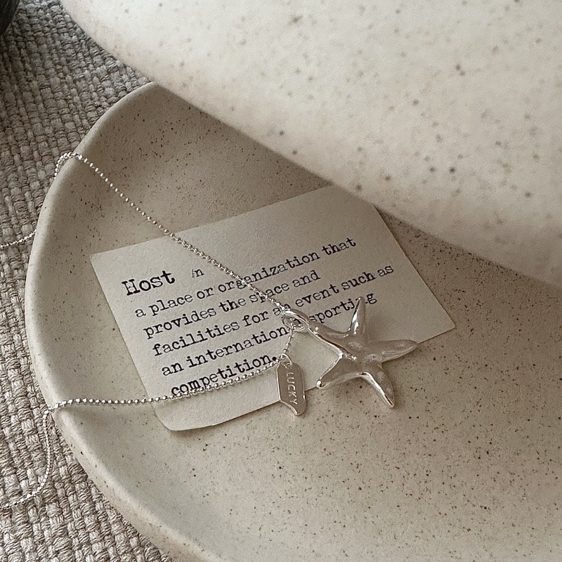 Minimalist Starfish Shape Sterling Silver Necklace Fashion Chain Necklace For Women Birthday Gift 3