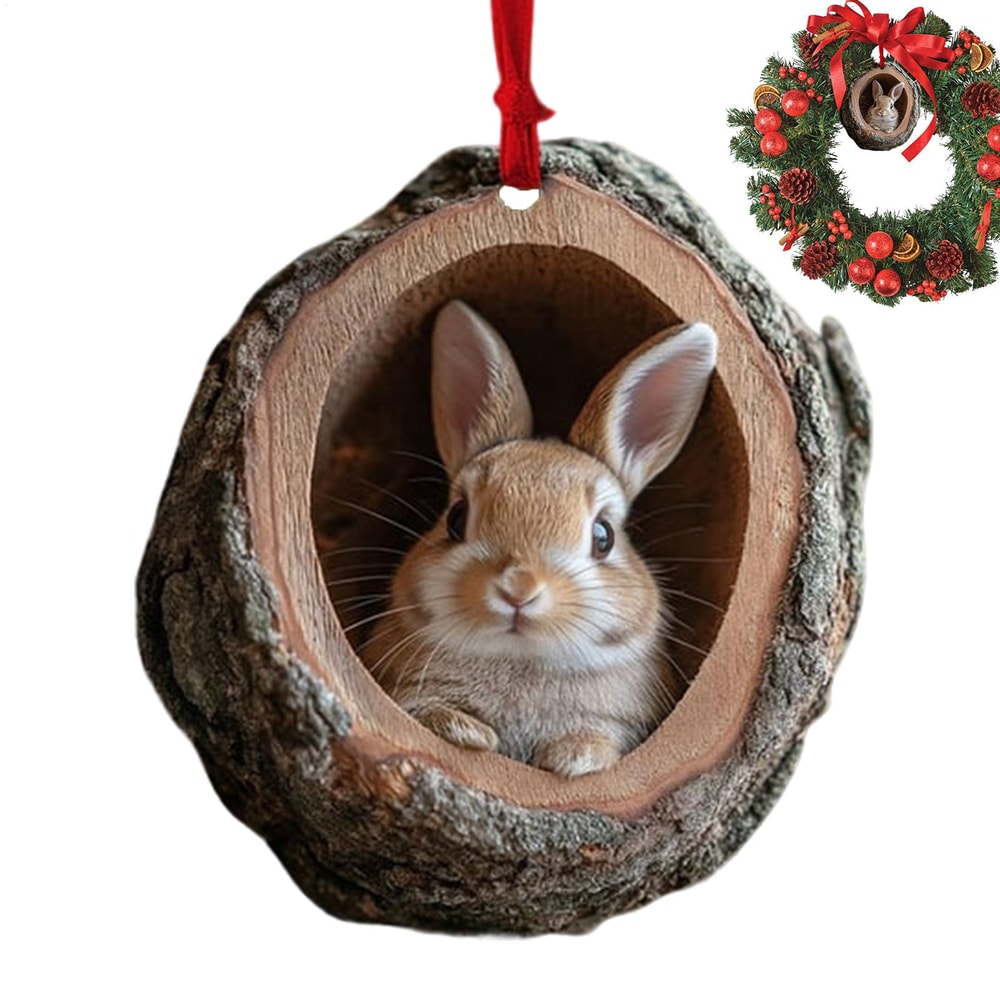 Animal Christmas Ornaments Wildlife Acrylic Pendants Raccoon Owl Bunny Squirrel Bird Hedgehog Holid 2