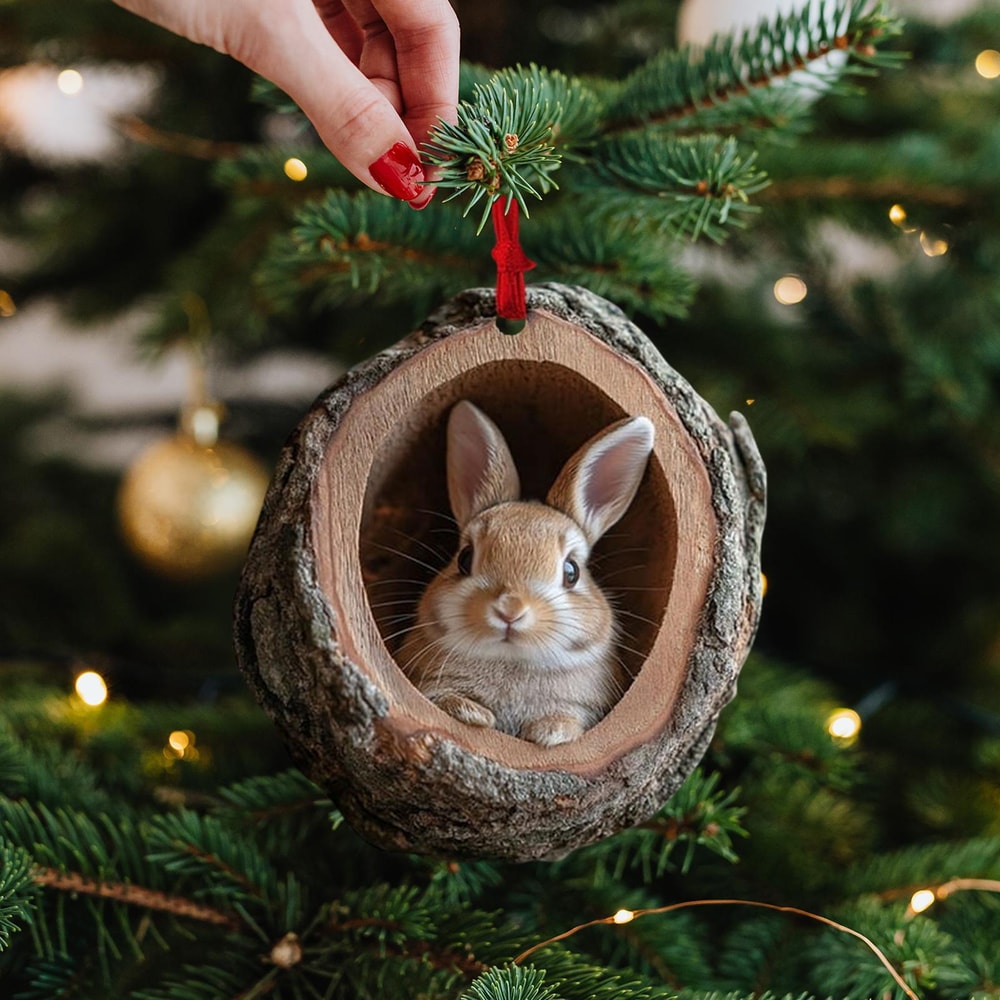 Animal Christmas Ornaments Wildlife Acrylic Pendants Raccoon Owl Bunny Squirrel Bird Hedgehog Holid 4