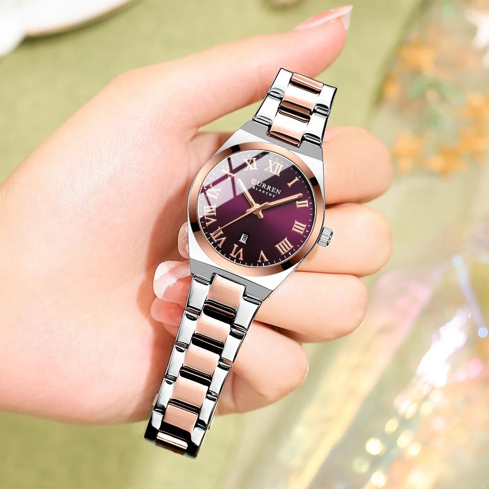 Elegant Ladies Watch Waterproof Stainless Steel Analog Watch For Women With Date Function 2