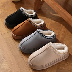 warm fashion winter women's slippers boots, soft sole anti-slip snow boots with fuzzy fur, comfortable house shoes