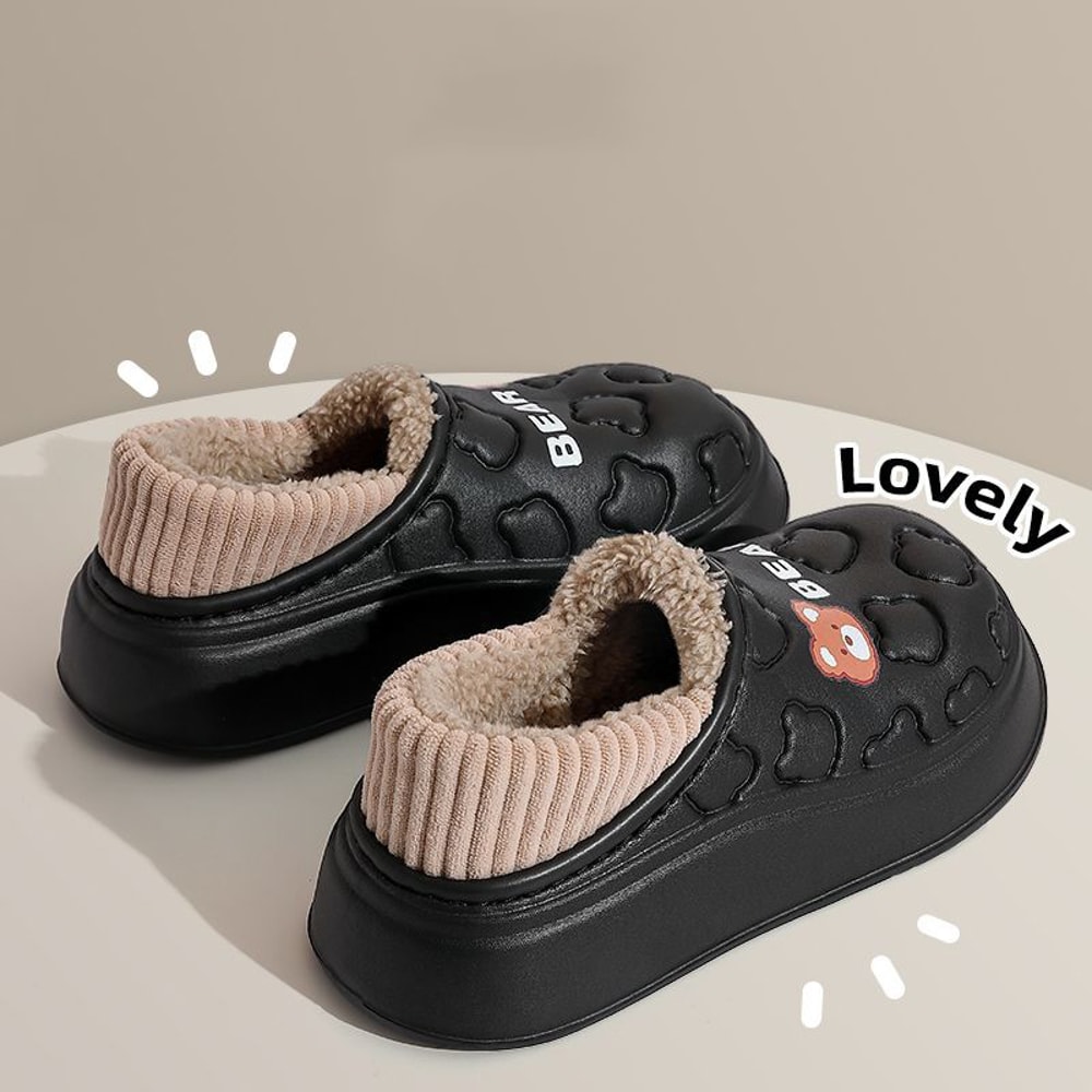 Warm Waterproof Cotton Slippers For Winter Men Women Indoor Outdoor Antislip Plush Shoes 6