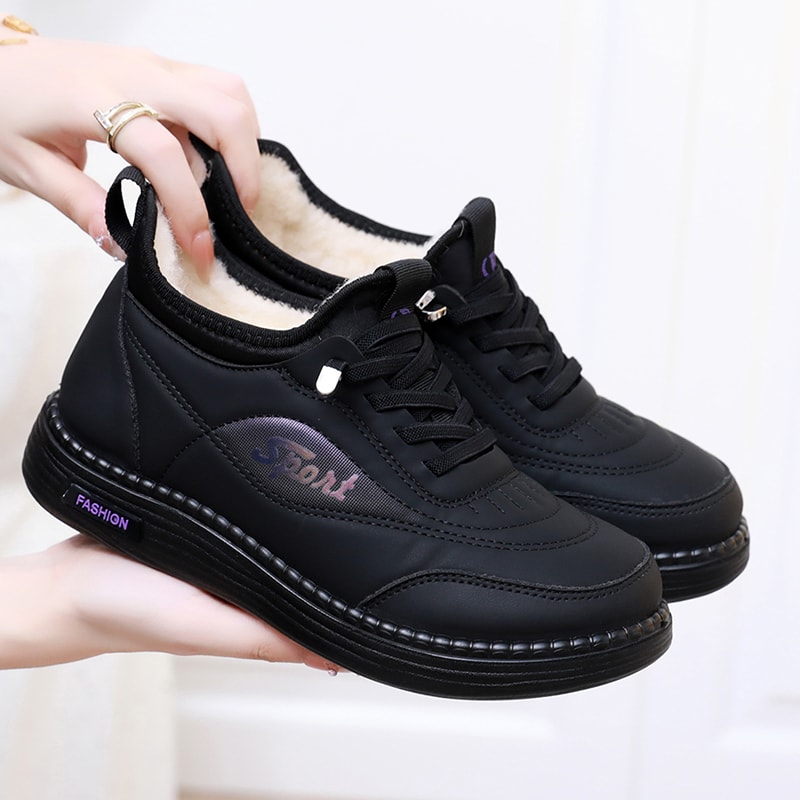 New Winter Casual Women's Cotton Shoes with Fleece for Cold Weather Comfortable and Skid-Resistant