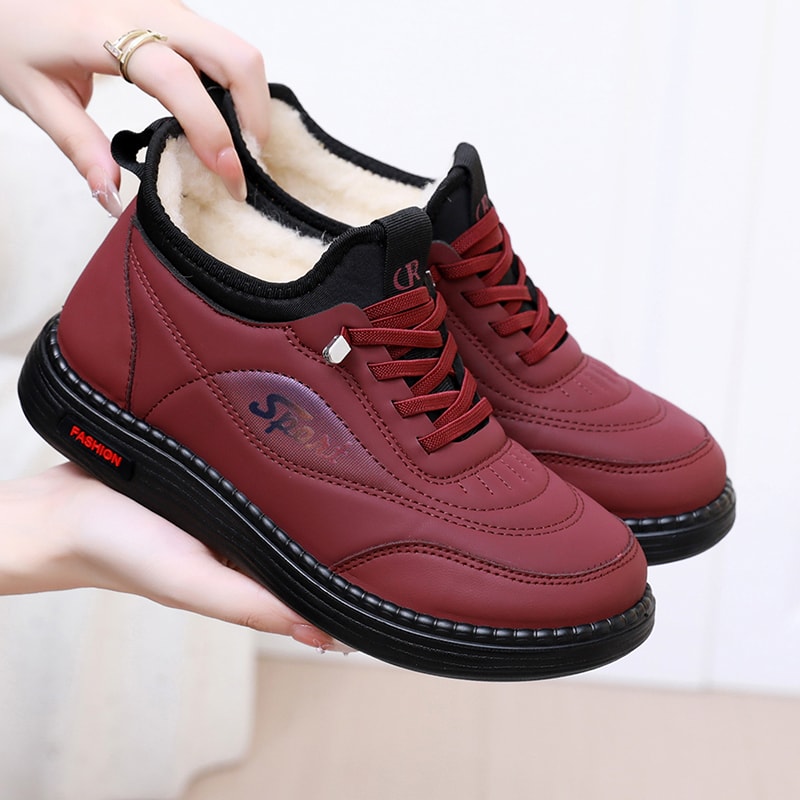 New Winter Casual Women's Cotton Shoes with Fleece for Cold Weather Comfortable and Skid-Resistant