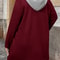 Plus Size Women's Coat, Elegant Solid Color Two-Tone Hooded Cardigan with Pockets and Drawstring for Autumn Winter