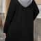 Plus Size Women's Coat, Elegant Solid Color Two-Tone Hooded Cardigan with Pockets and Drawstring for Autumn Winter