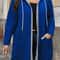 Plus Size Women's Coat, Elegant Solid Color Two-Tone Hooded Cardigan with Pockets and Drawstring for Autumn Winter