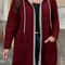 Plus Size Women's Coat, Elegant Solid Color Two-Tone Hooded Cardigan with Pockets and Drawstring for Autumn Winter