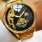 Luxury Gold Skeleton Mens Watch Retro Tourbillon Mechanical Automatic Moon Phase Stainless Steel 4