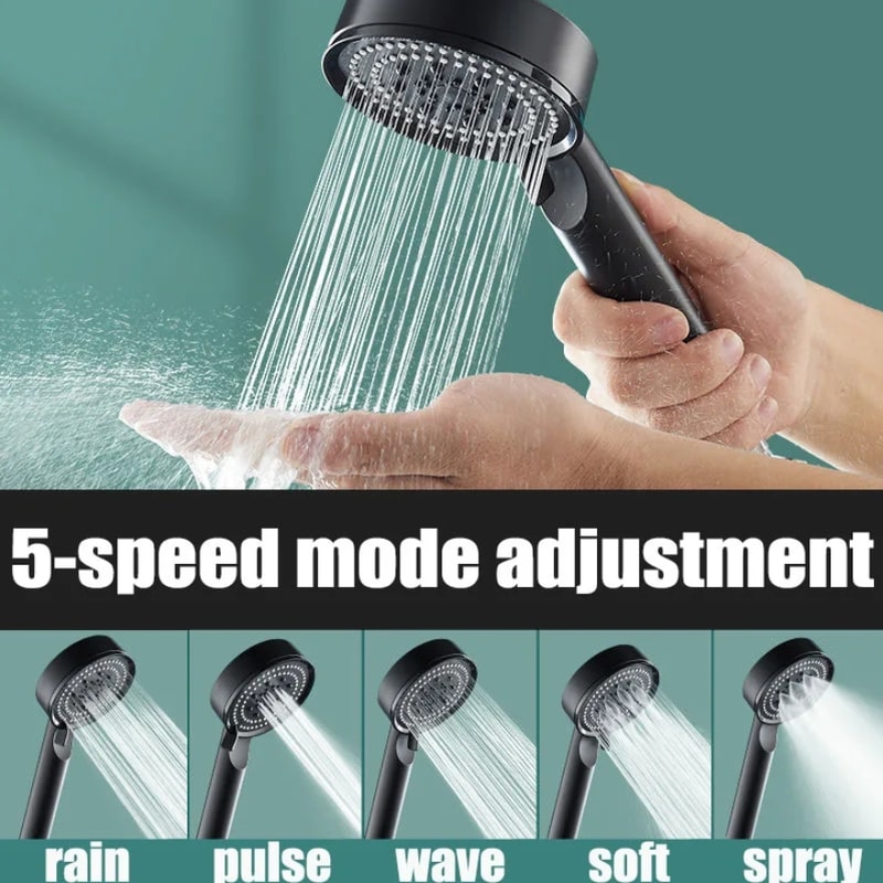 Adjustable High Pressure Shower Head With Hose Water Saving OneKey Stop Spray Nozzle Bathroom Showe 2