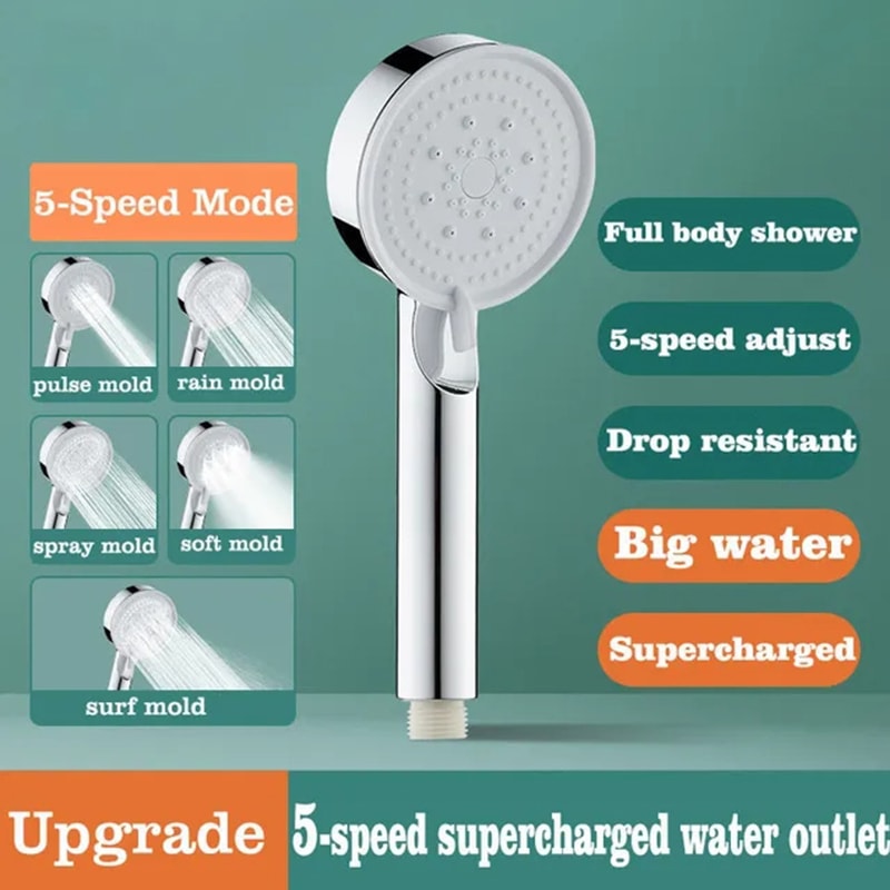 Adjustable High Pressure Shower Head With Hose Water Saving OneKey Stop Spray Nozzle Bathroom Showe 6