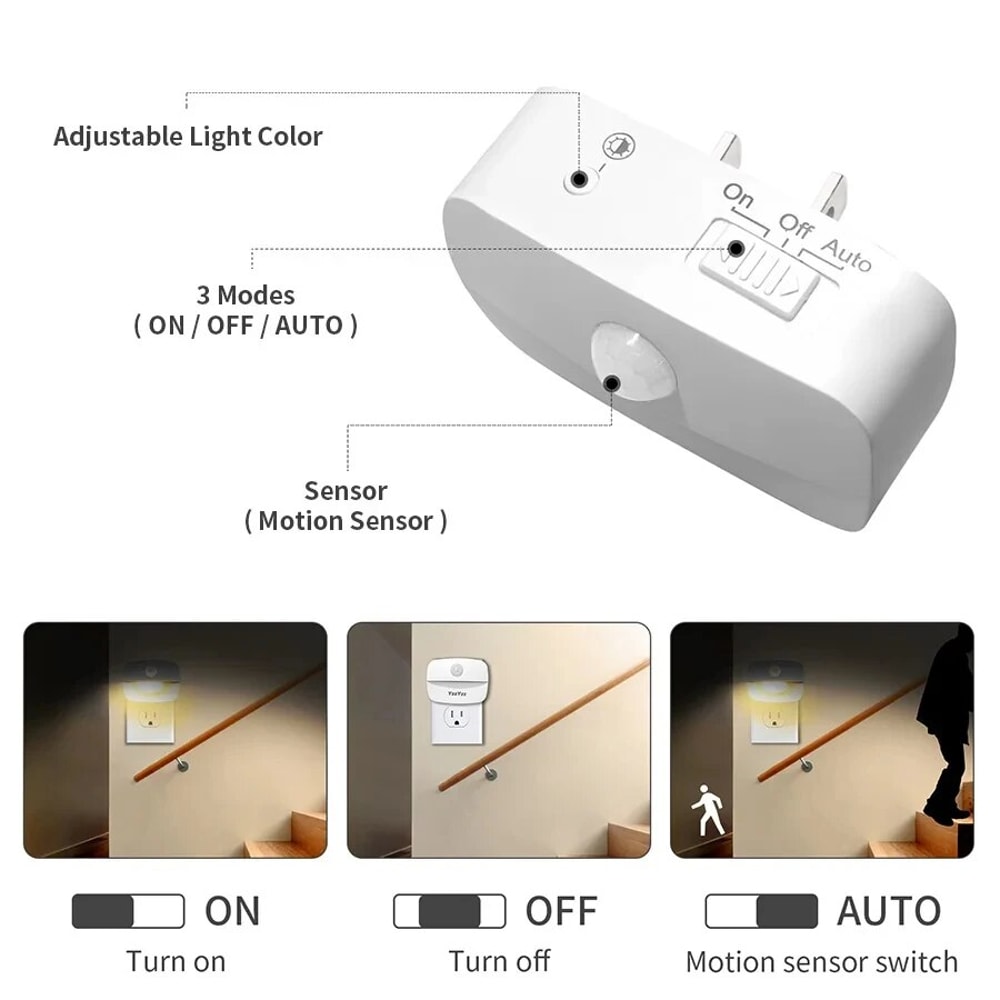 Children Night Lights LED Night Light With Motion Sensor Light US Plug Socket Wireless Wall Bedside 4
