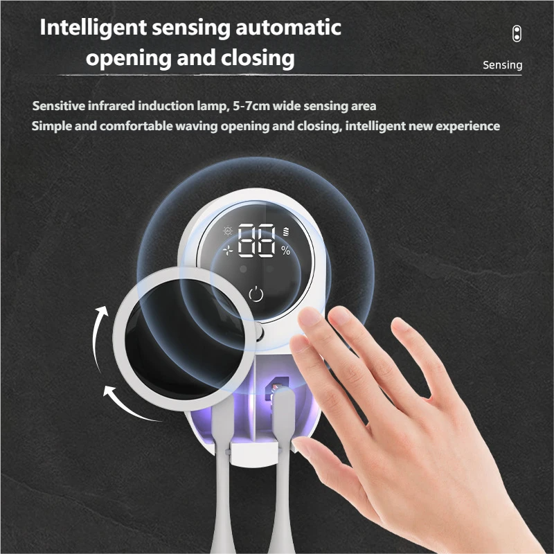 Portable Rechargeable Wireless Electric Toothbrush Sterilizer UV Wall Mounted Toothbrush Dryer for Oral Care