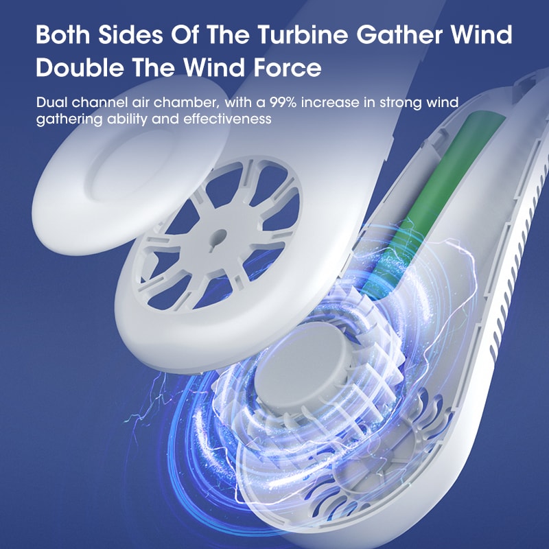 Portable USB Rechargeable Hands Free Bladeless Neck Fan Power Bank For Outdoor Travel Sports Home O 4