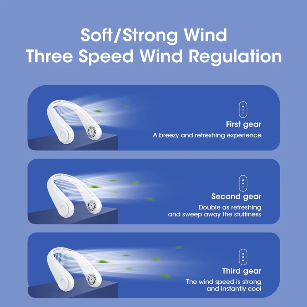 Portable USB Rechargeable Hands Free Bladeless Neck Fan Power Bank For Outdoor Travel Sports Home O 5